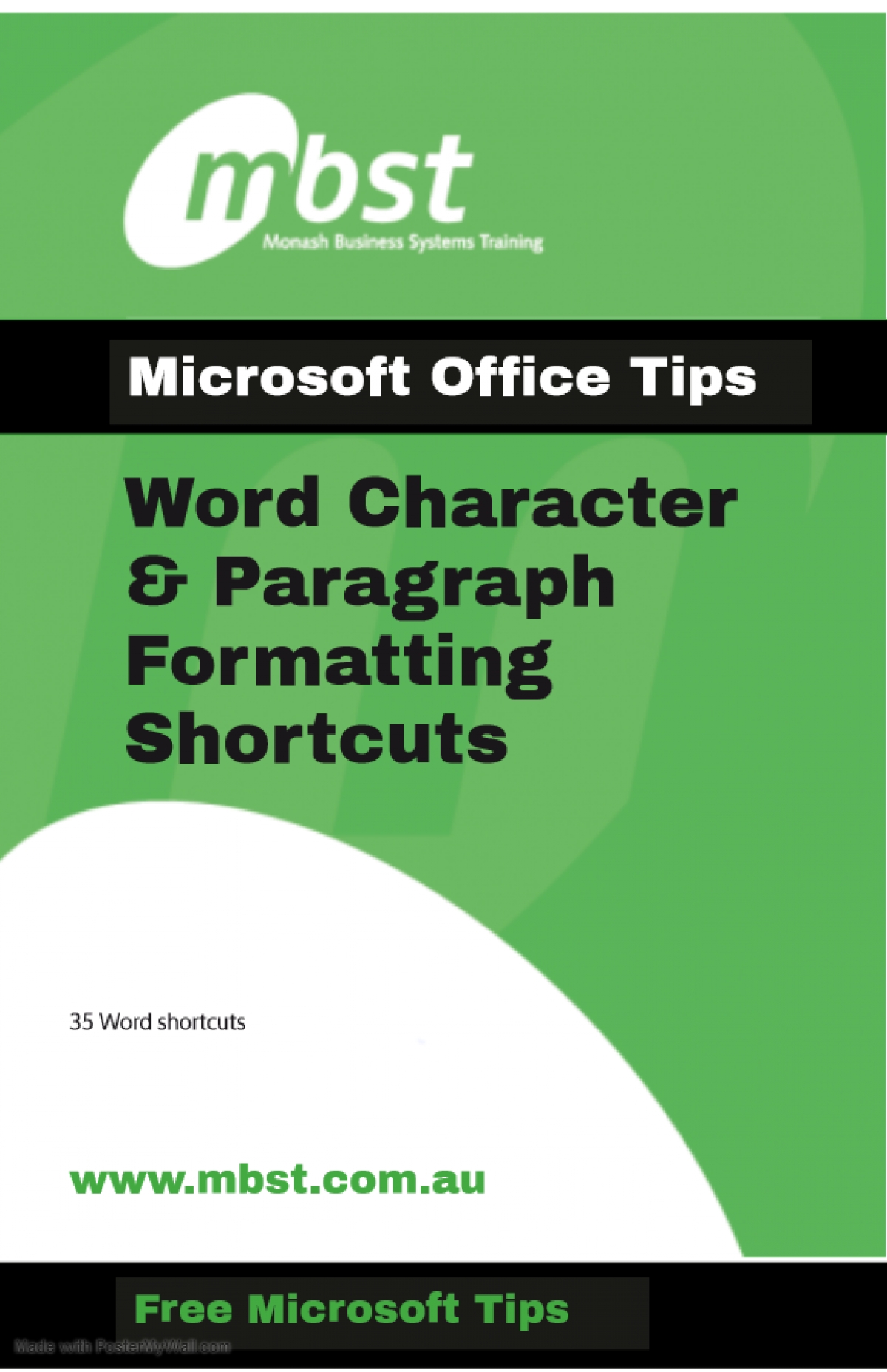 MS Word Character & Paragraph Formatting Shortcuts